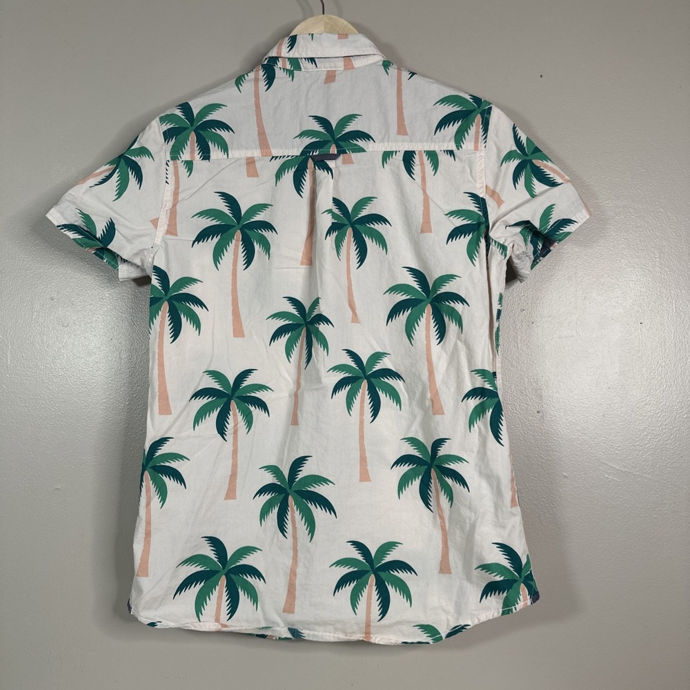 Free Planet Mens Shirt Size S Button Up Short Sleeve Palm Tree 100% Cotton - Picture 10 of 10